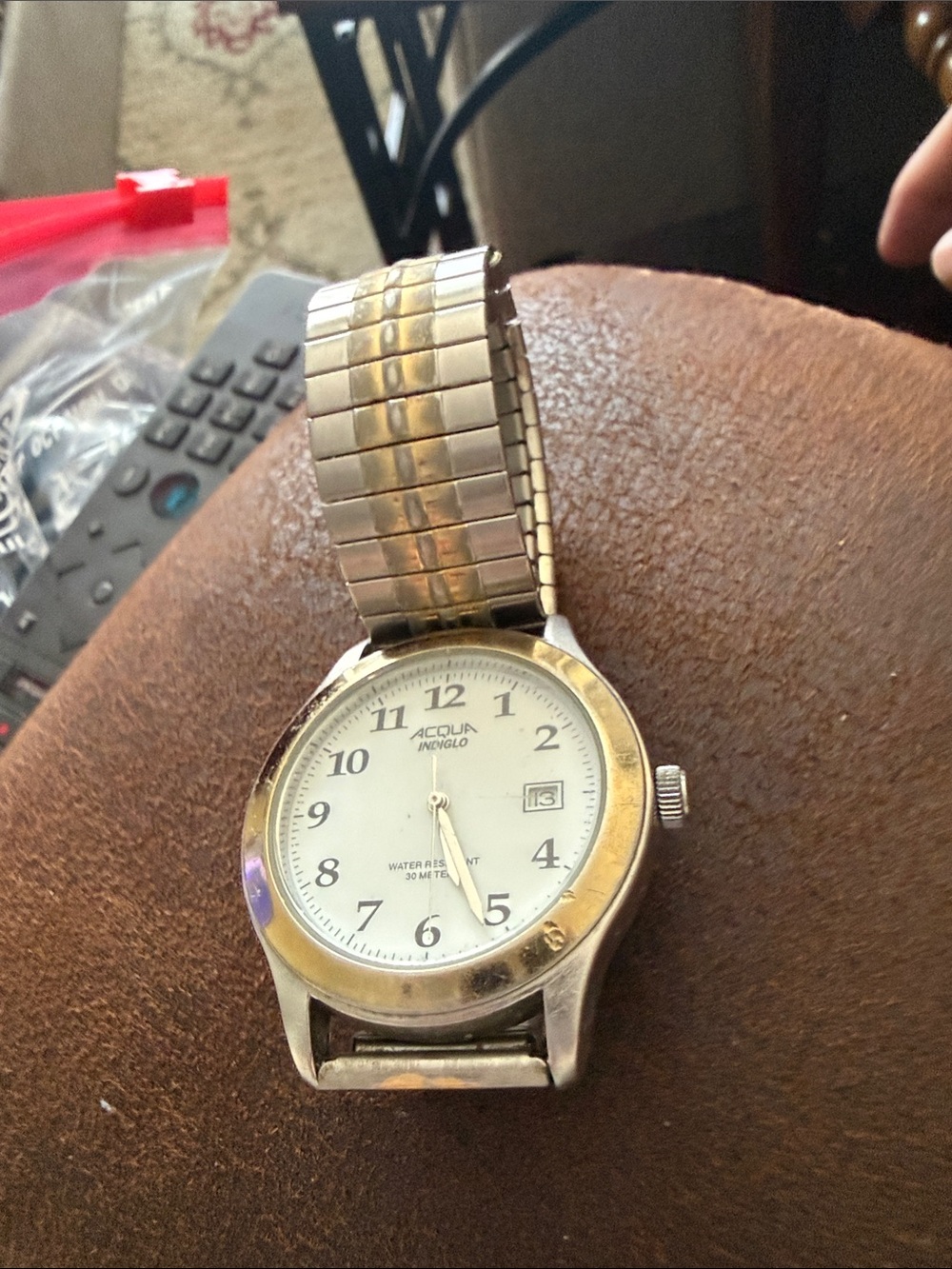 Indiglo Silver-Tone Men's Watch with White Dial